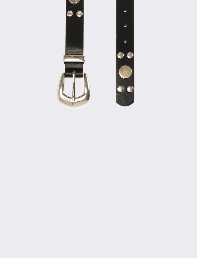 Cintura donna con borchie rotonde - Nero