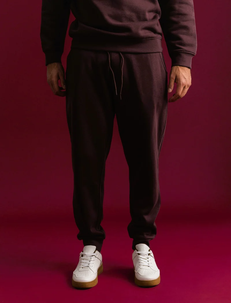 PANTALONI JOGGER BASIC IN FELPA - Bordeaux