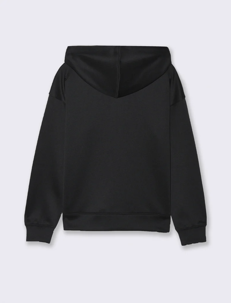 FELPA CON CAPPUCCIO E ZIP - Nero