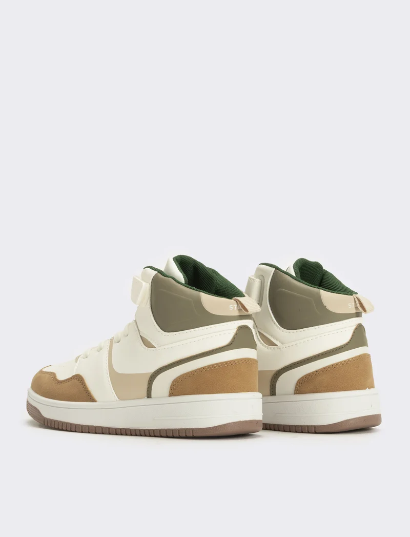 Sneakers a collo alto da bambino - Bianco-begie