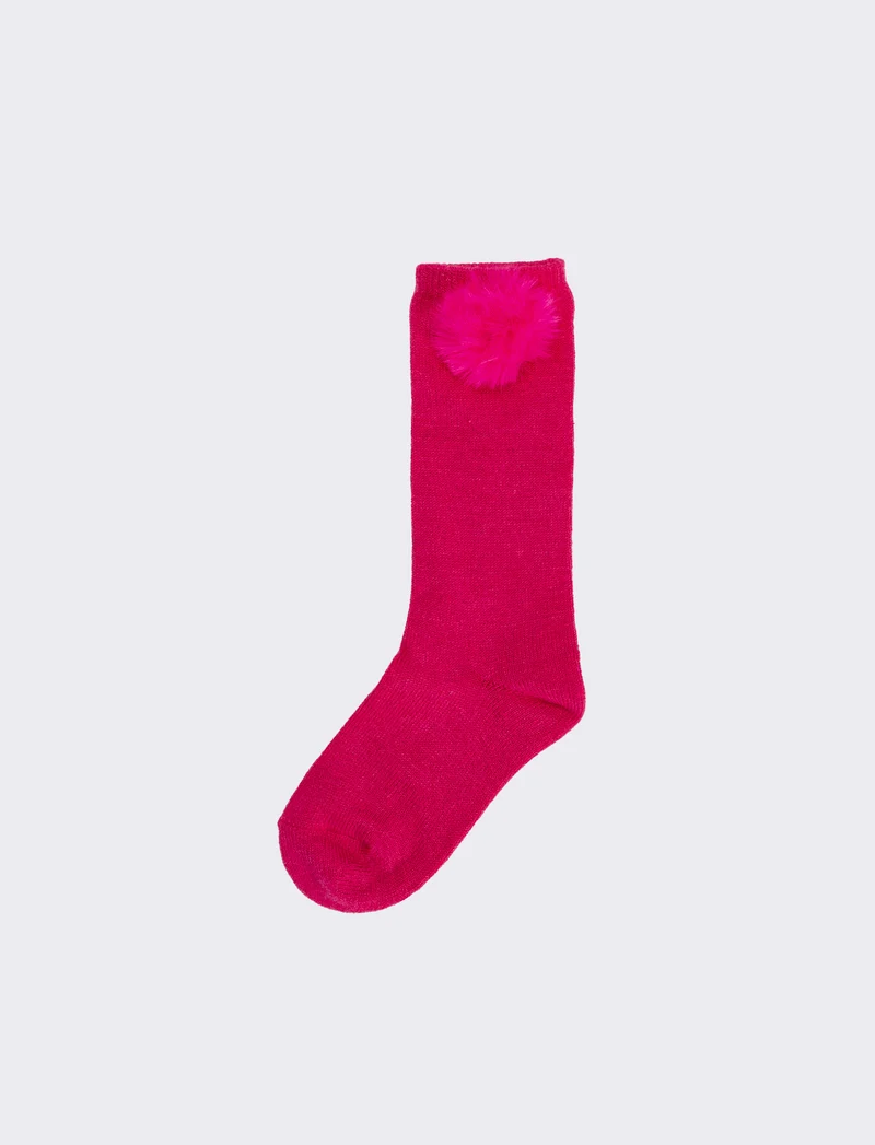 Calzino bambina con pon pon 1 paio - Rosa