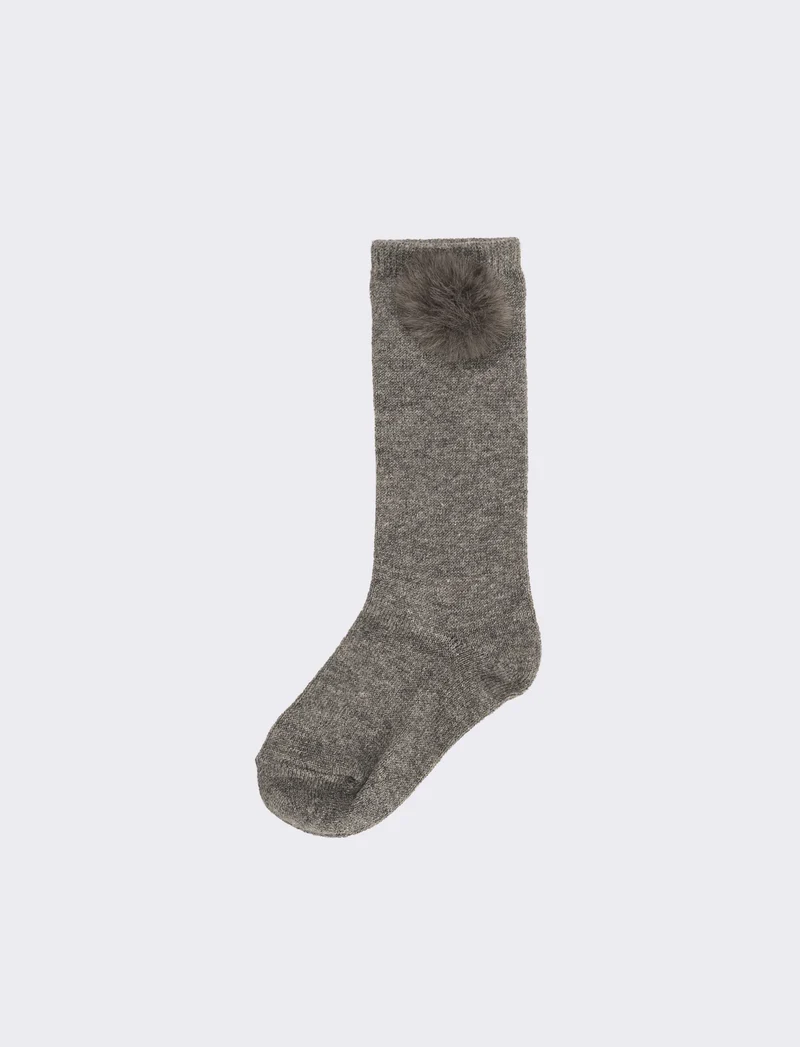 Calzino bambina con pon pon 1 paio - Grigio