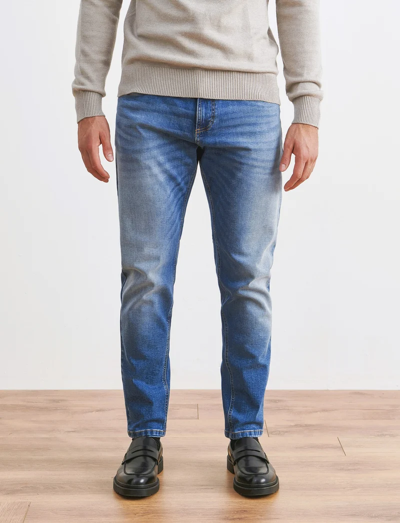 JEANS SLIM TAPERED FIT BLU MEDIO - Denim