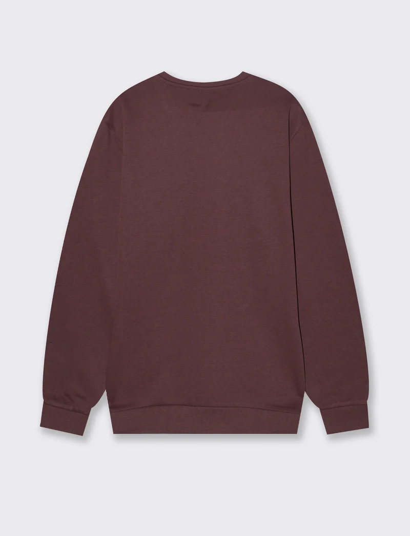 FELPA MISTO COTONE CON STAMPA - Bordeaux