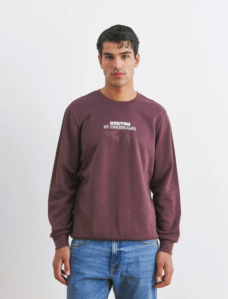 FELPA MISTO COTONE CON STAMPA - Bordeaux
