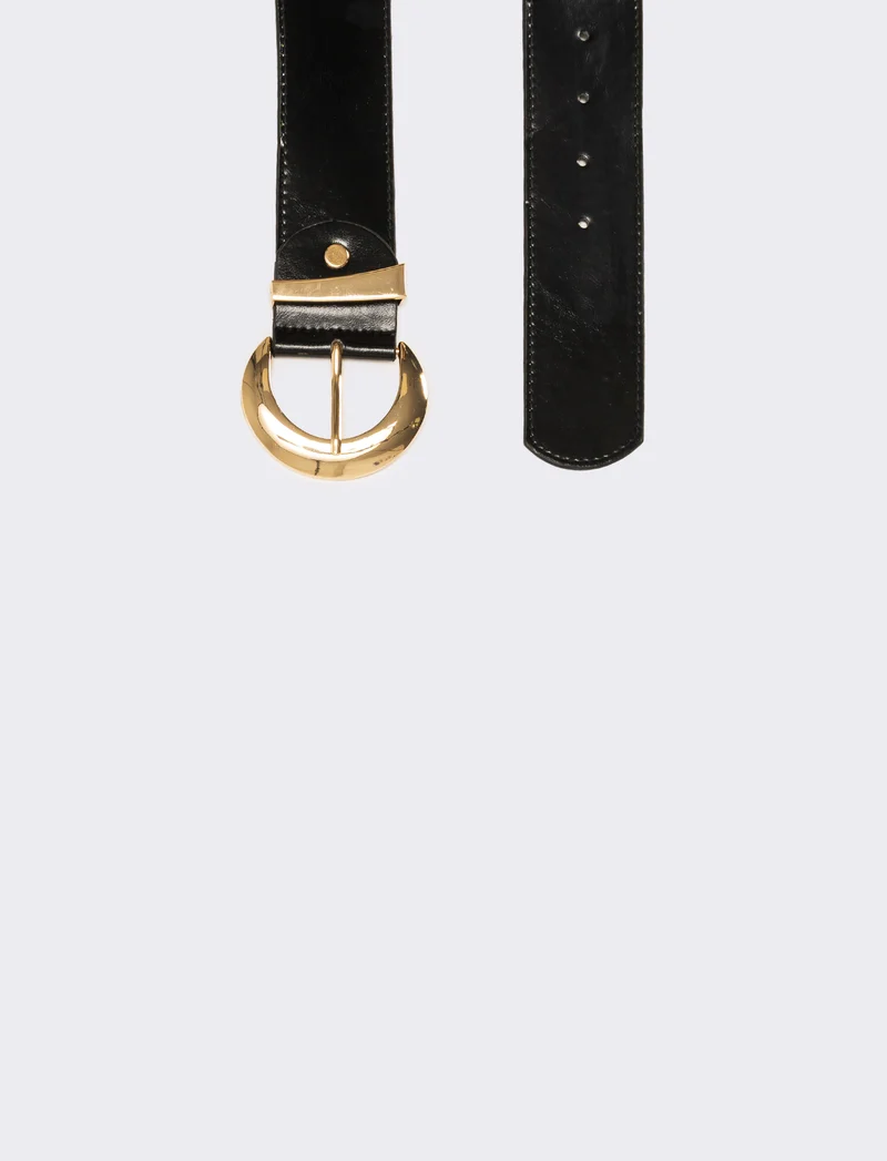 Cintura donna passante asimmetrico h 5 cm - Nero-oro