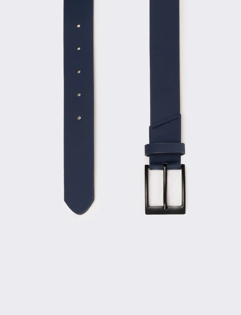 Cintura uomo casual fibbia nera opaca - Blu