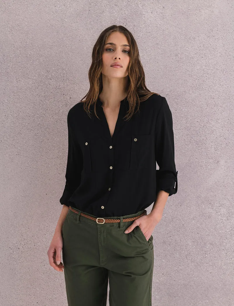 CAMICIA CON TASCHE - Nero