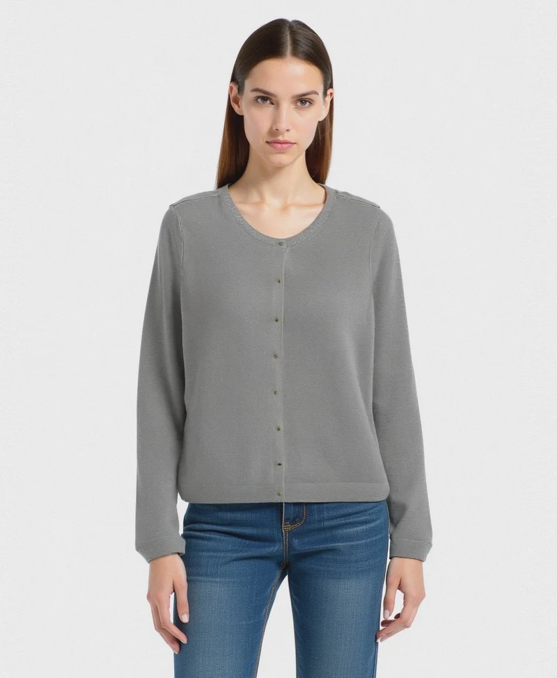 CARDIGAN GIROCOLLO - Verdino