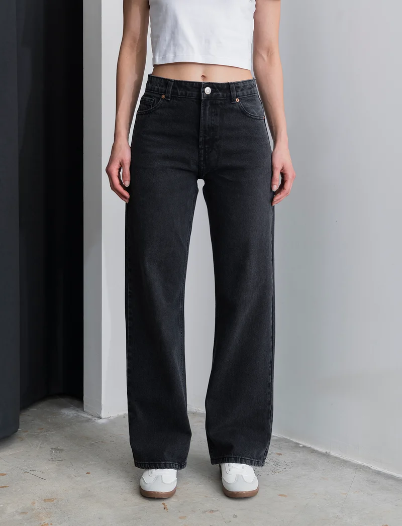 JEANS WIDE LEG - Nero