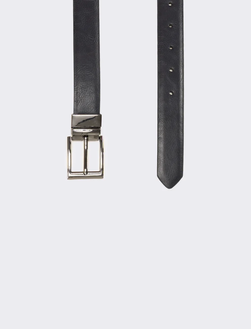 Cintura lucida double face h 3 cm - Blu