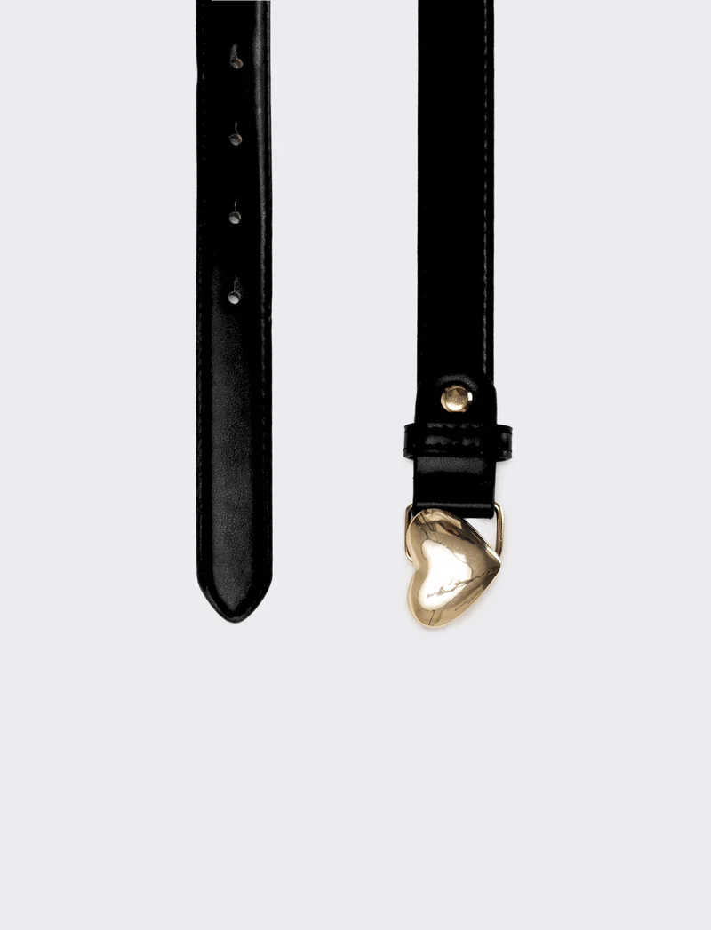 Cintura bambina fibbia cuore - Nero