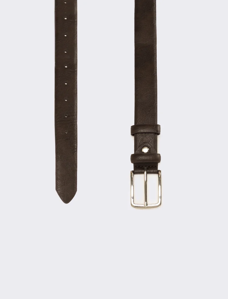 Cintura uomo liscia 3,5 cm - Marrone