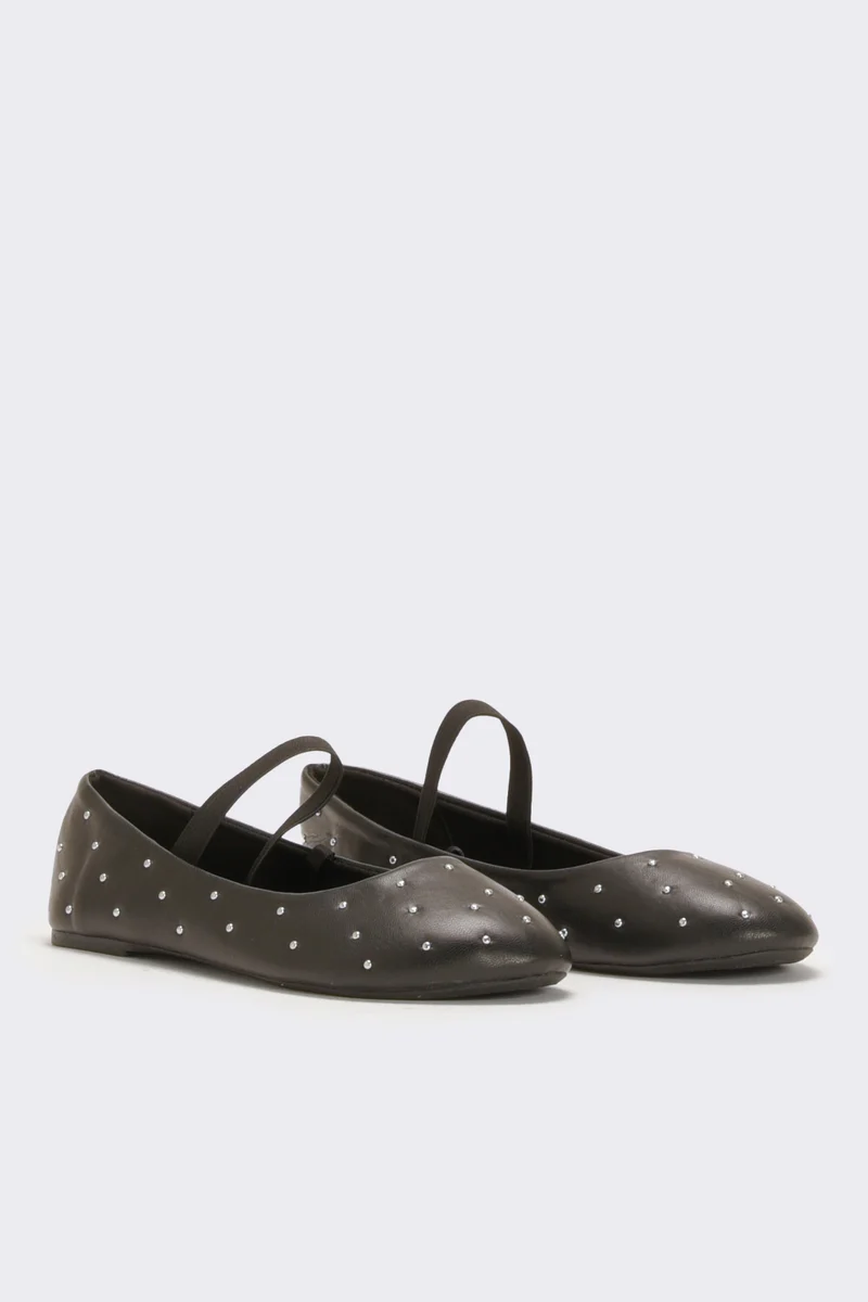 Ballerina con borchie da bambina - Nero