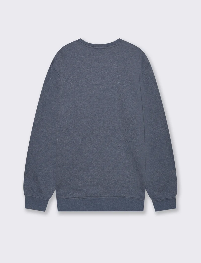 FELPA GIROCOLLO BASIC MELANGE - Blu
