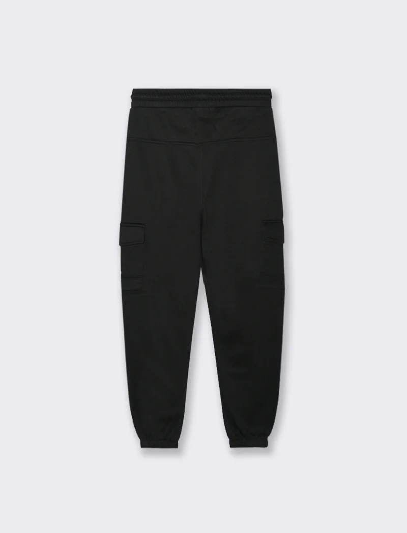 PANTALONI IN FELPA CON TASCONI - Nero