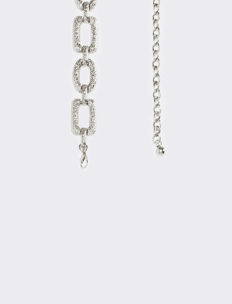 Cintura donna a catena in metallo effetto martellato - Argento
