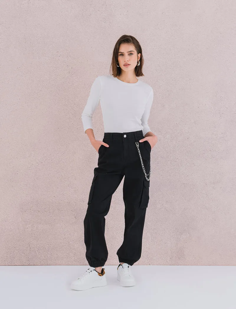 PANTALONE CARGO - Nero