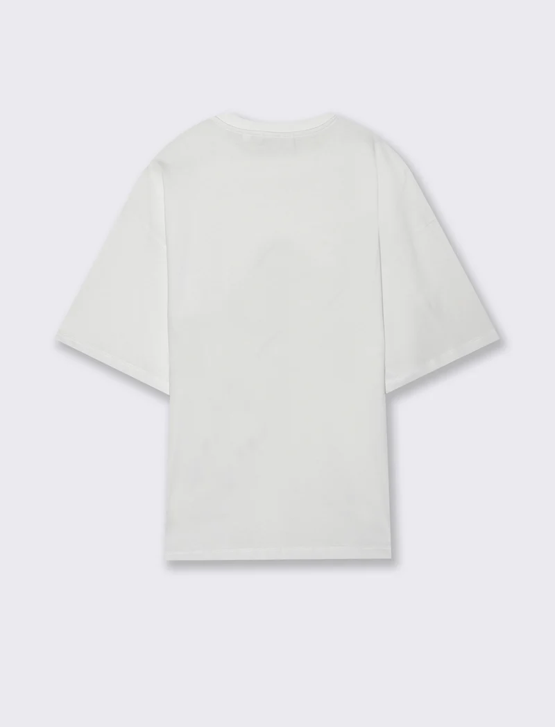 T-shirt boxy fit con ricamo - Bianco