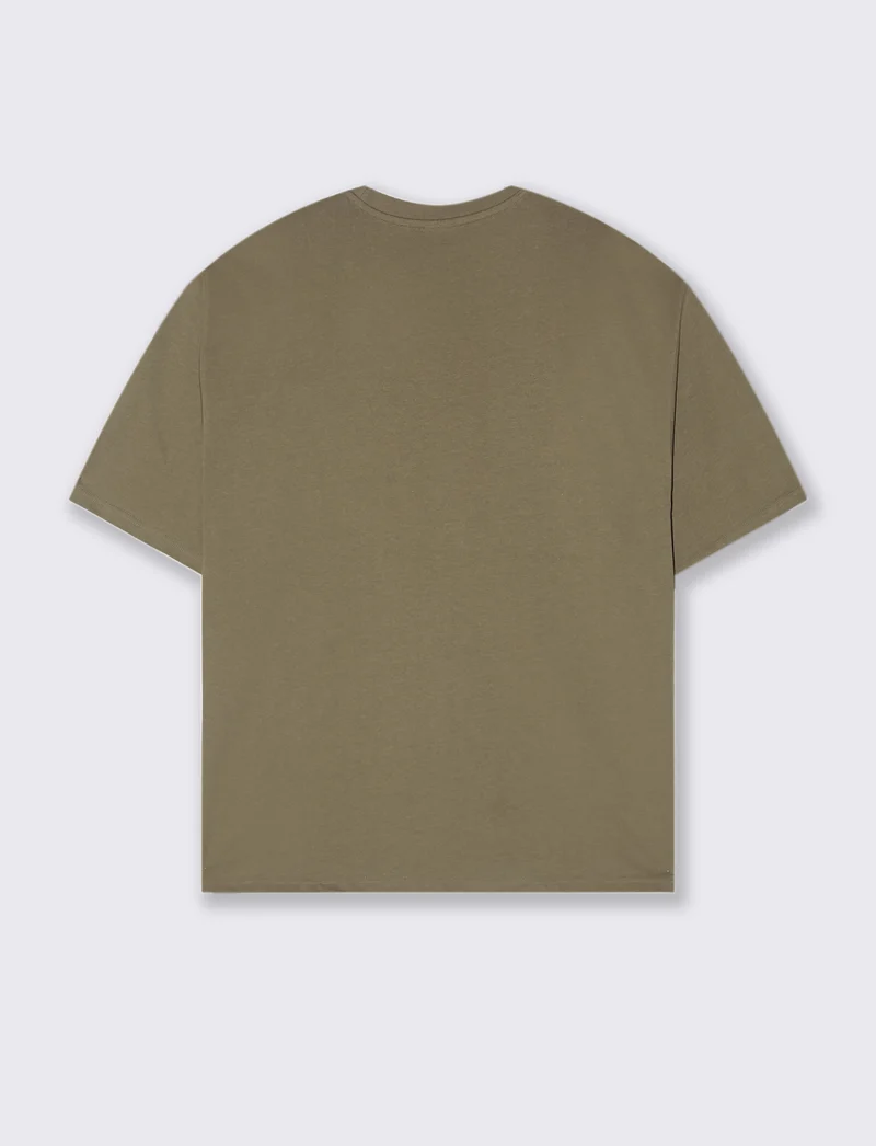 T-SHIRT BOXY FIT EFFETTO MAGLIA - Verde kaki