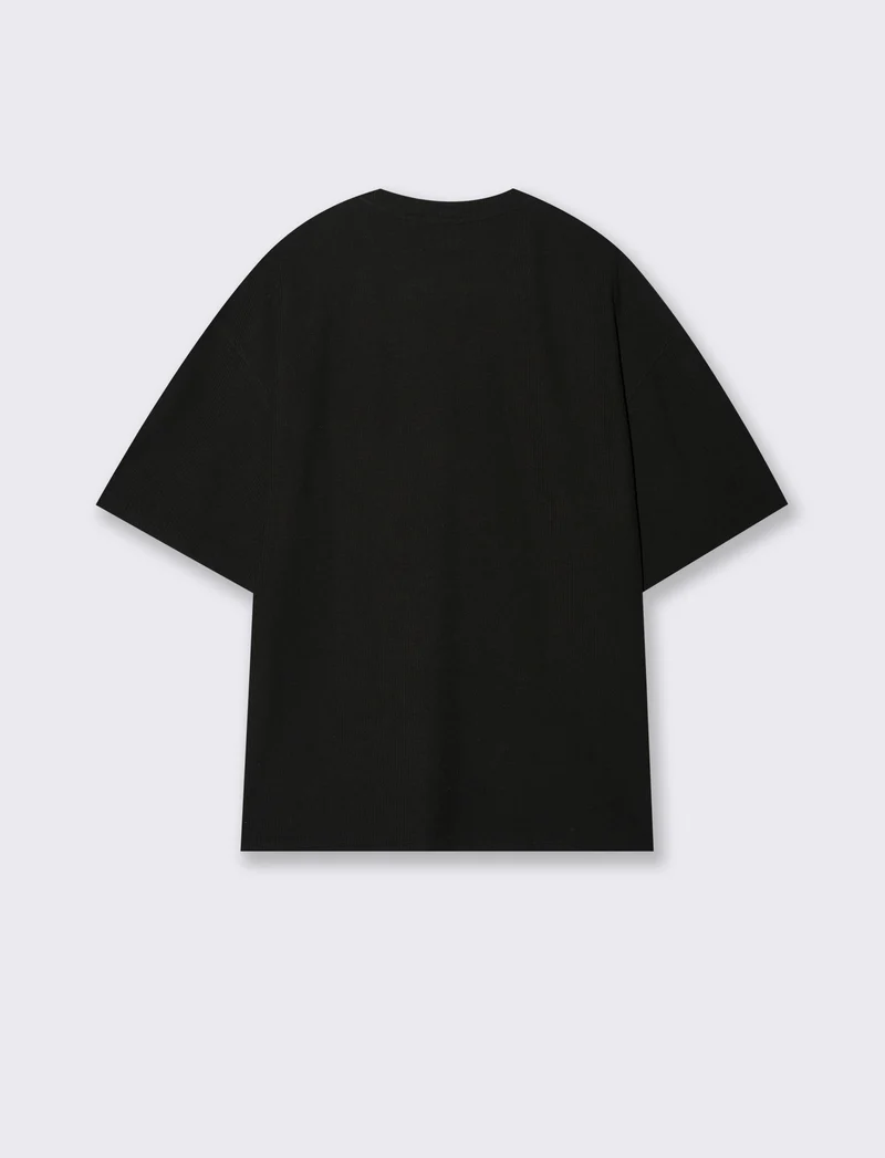 T-SHIRT BOXY FIT EFFETTO MAGLIA - Nero