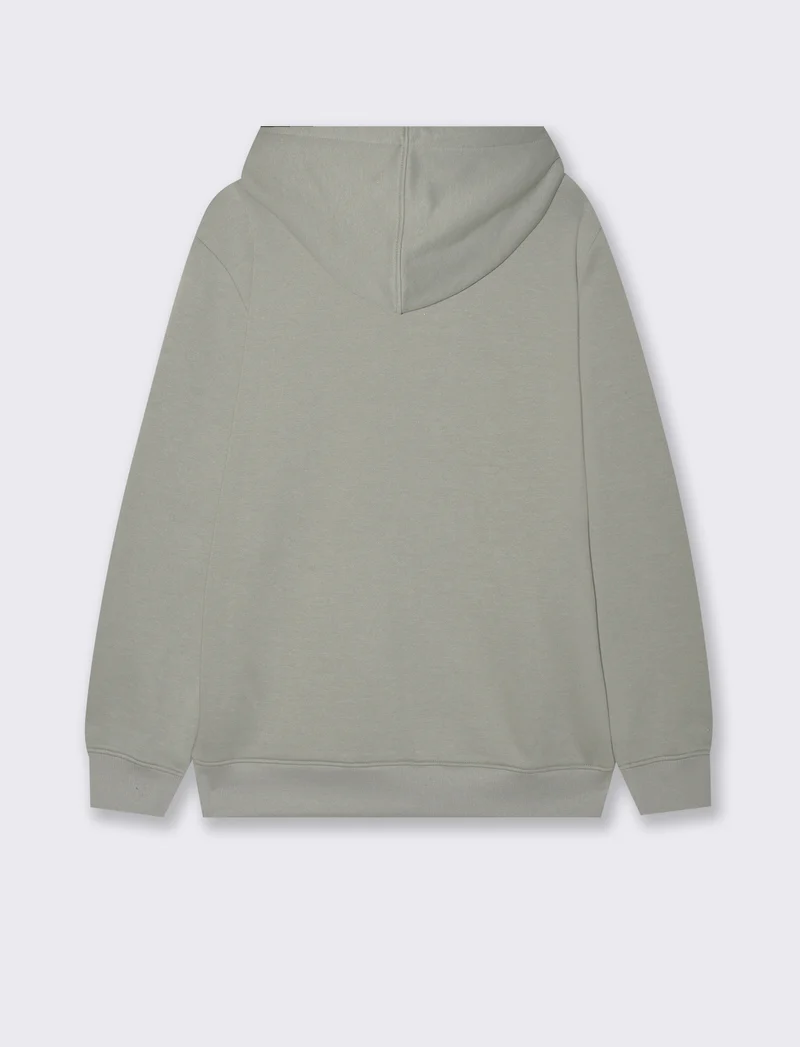 FELPA BASIC CON CAPPUCCIO - Verde salvia