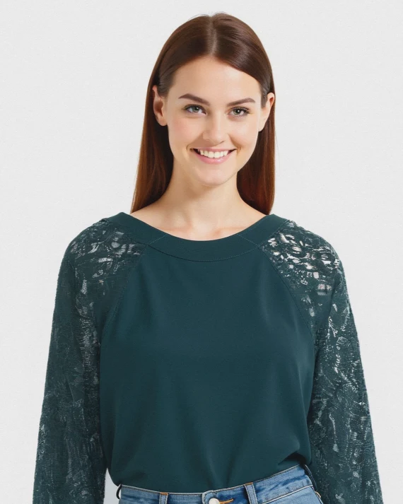 T-SHIRT CON MANICHE IN PIZZO - Ottanio