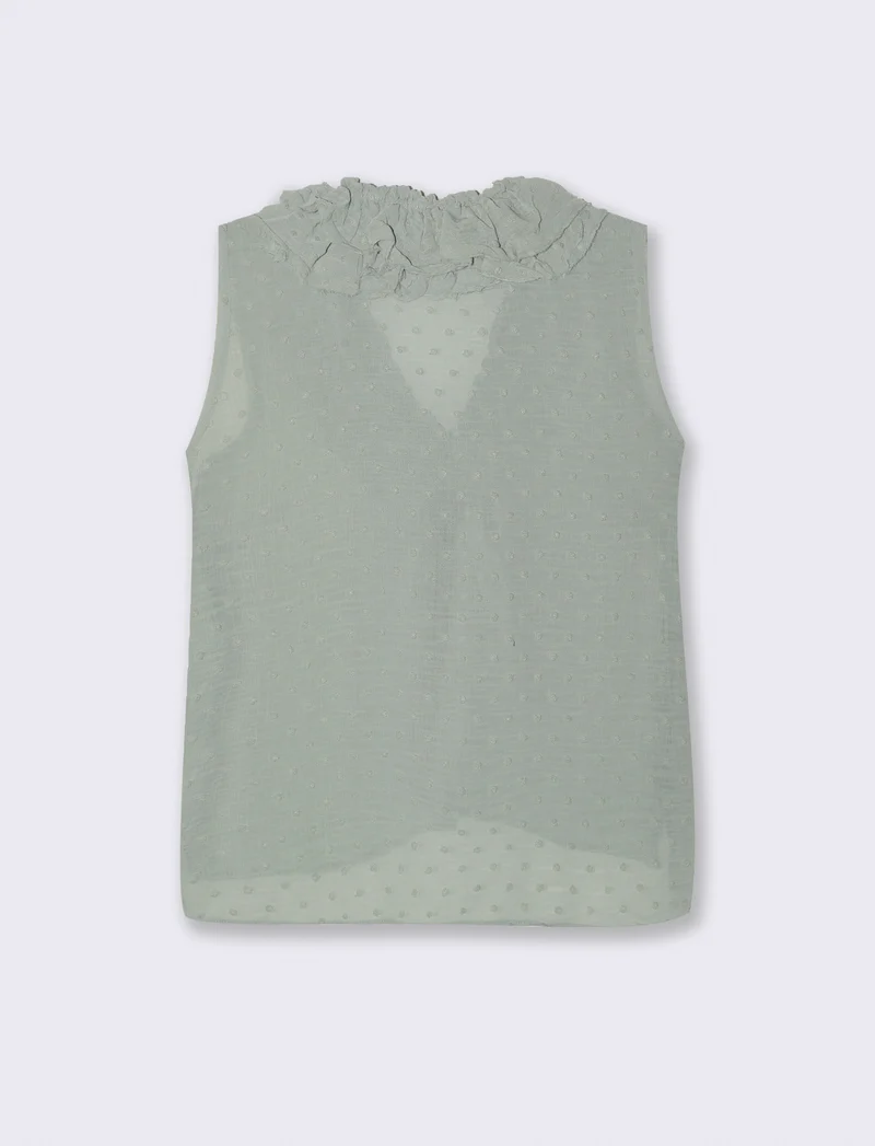 TOP CON ROUCHES - Verde foresta