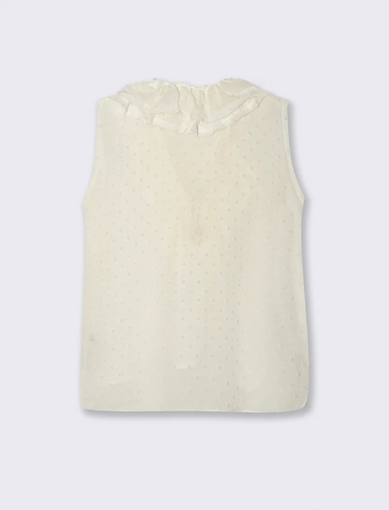 TOP CON ROUCHES - Bianco latte