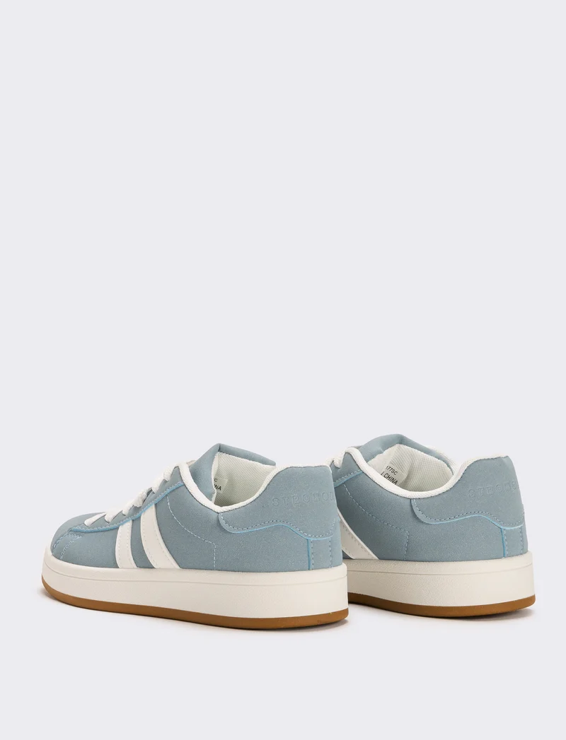 Sneakers con lacci larghi da donna - Celeste