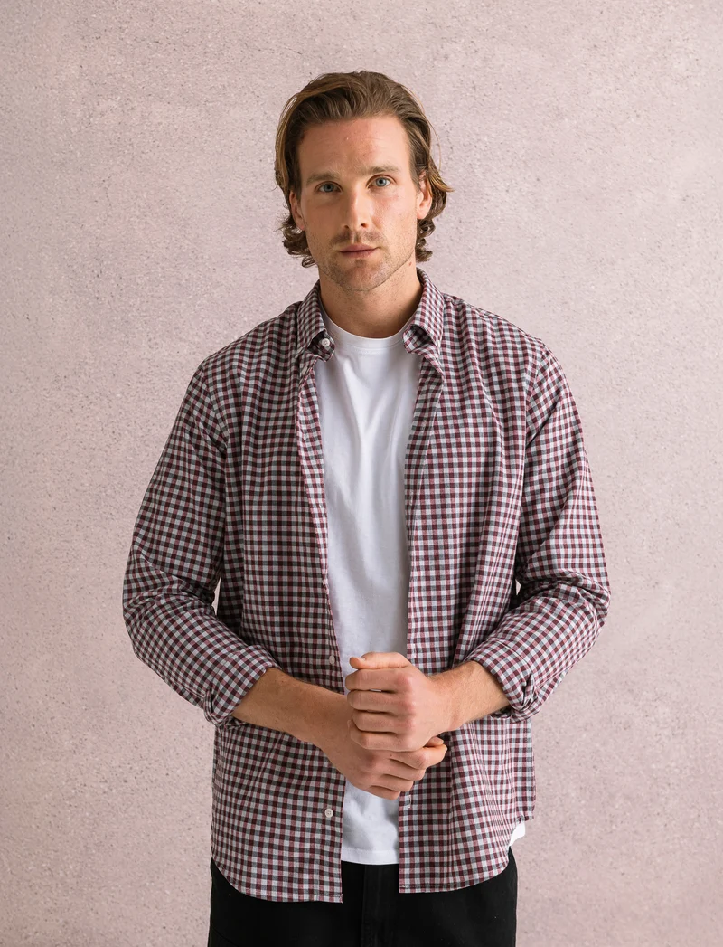 CAMICIA FANTASIA A QUADRI - Bordeaux