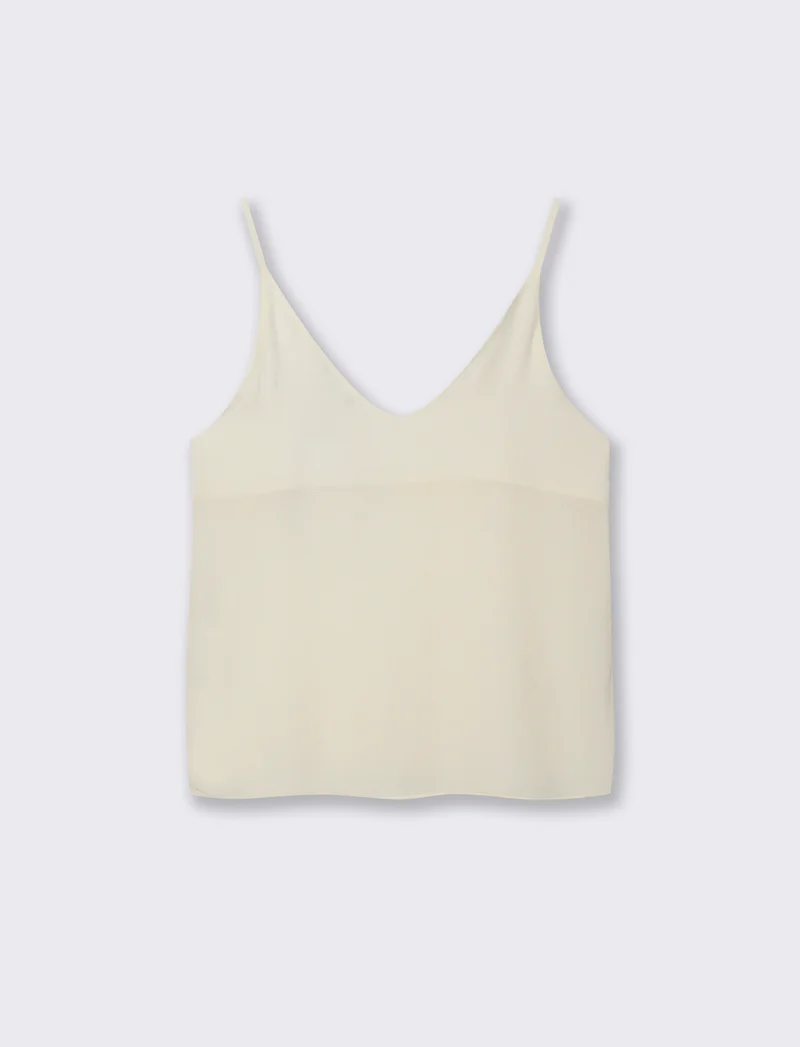 TOP CON SCOLLO A V - Avorio