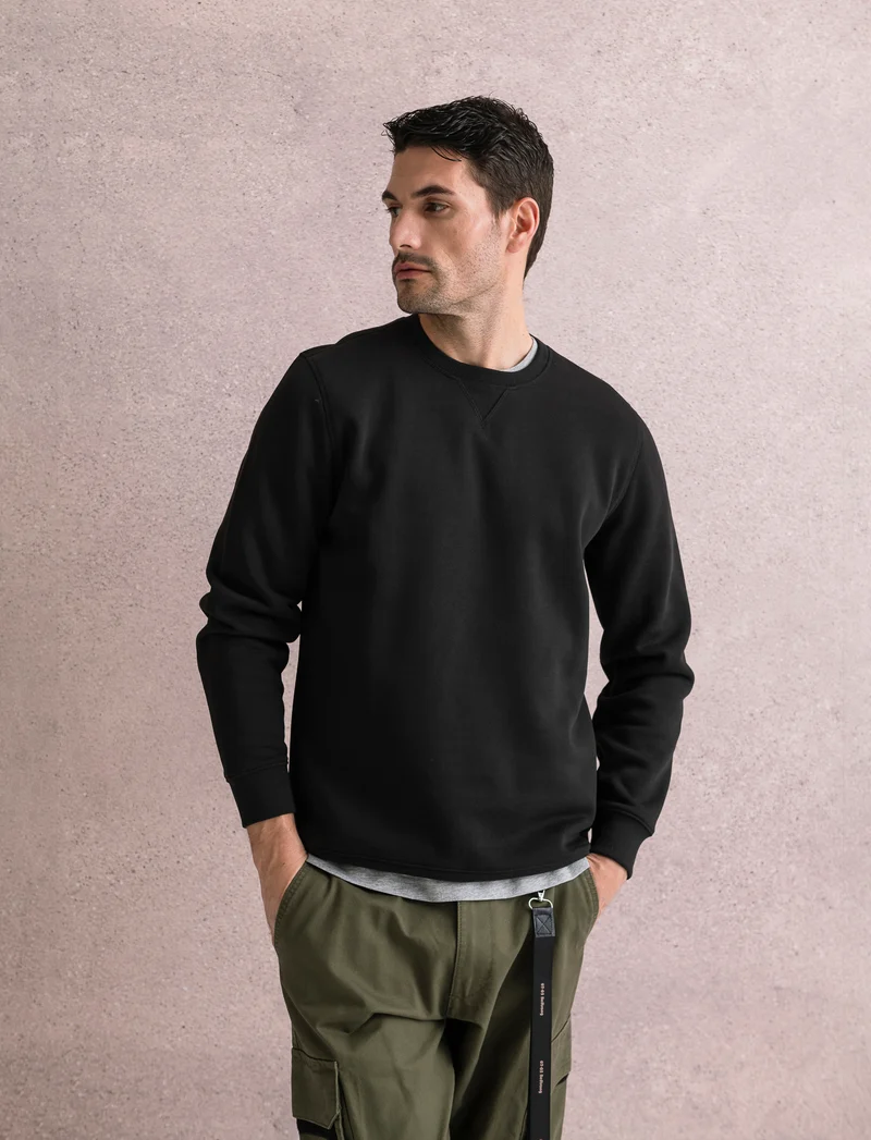 FELPA BASIC GIROCOLLO - Nero