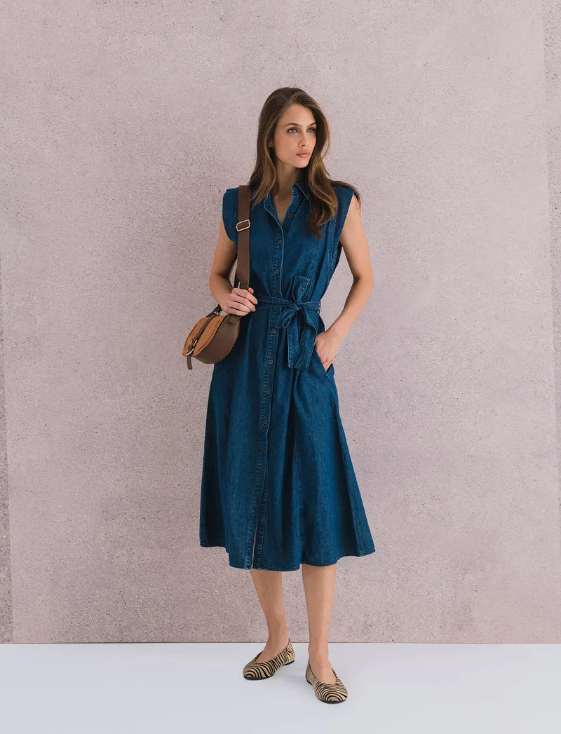 VESTITO CHEMISIER CON CINTURA - Denim