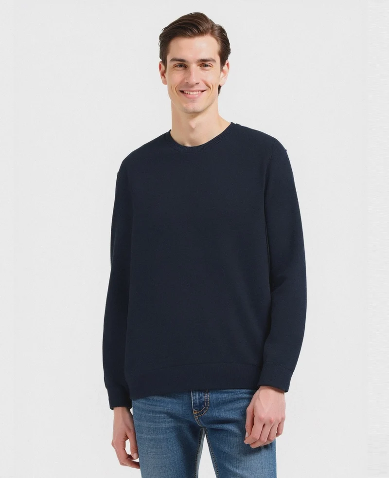 MAGLIA BASIC IN PURO COTONE - Blu