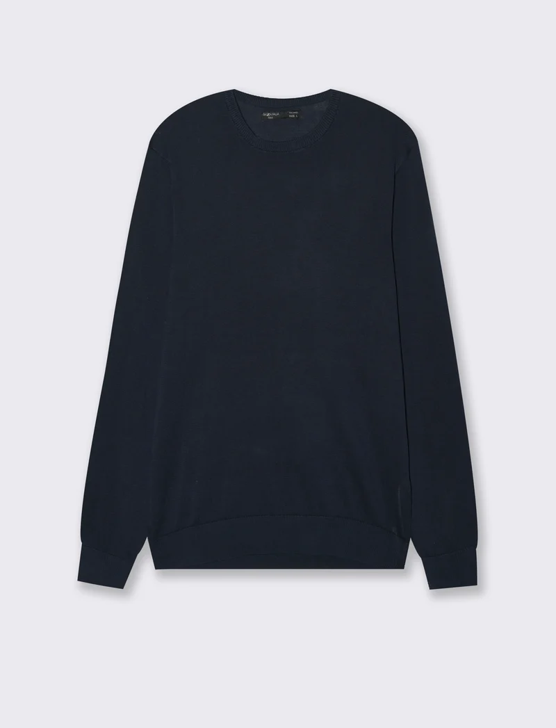 MAGLIA BASIC IN PURO COTONE - Blu