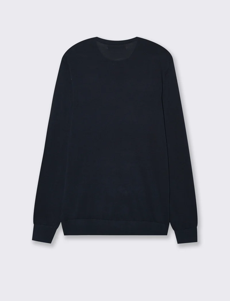 MAGLIA BASIC IN PURO COTONE - Blu