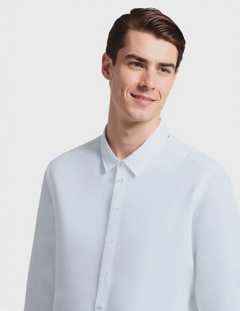 CAMICIA BASIC SLIM FIT EASY - Bianco