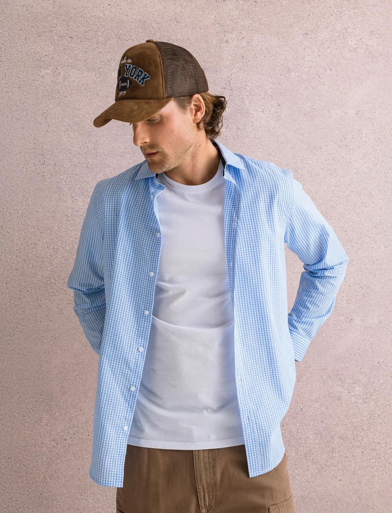 CAMICIA BASIC REGULAR FIT EASY IRON - Celeste