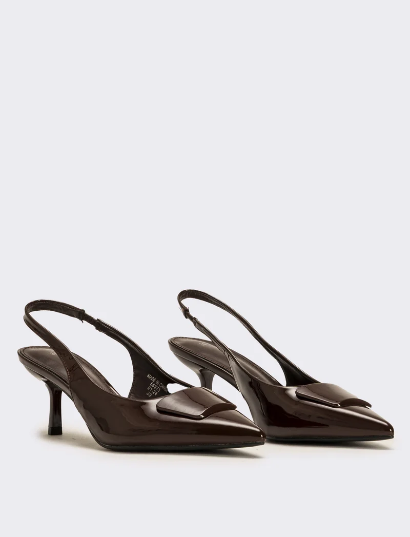 Slingback in vernice da donna - Marrone
