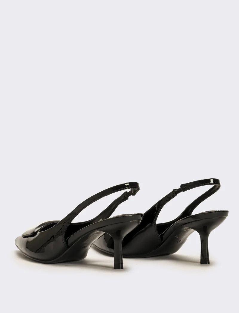 Slingback in vernice da donna - Nero
