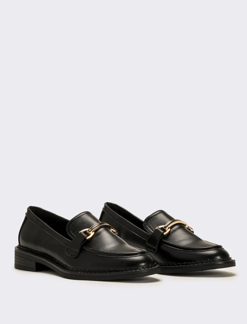 Mocassino con morsetto da donna - Nero