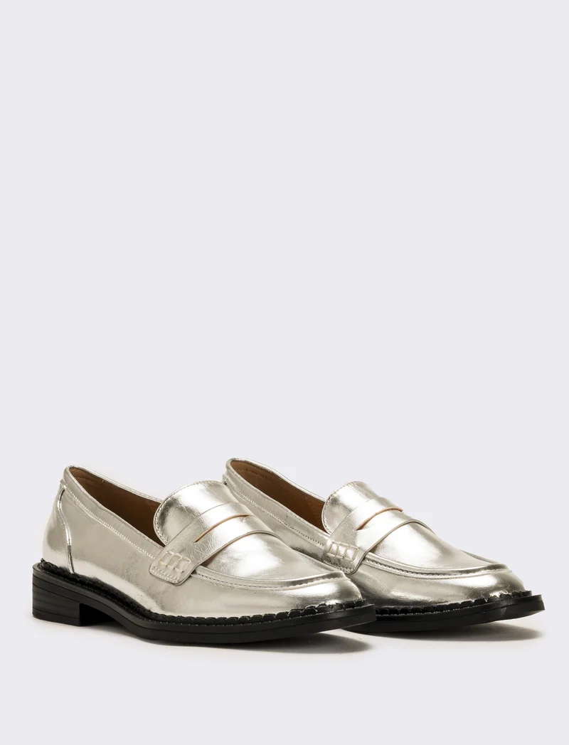 Mocassino argentato da donna - Argento