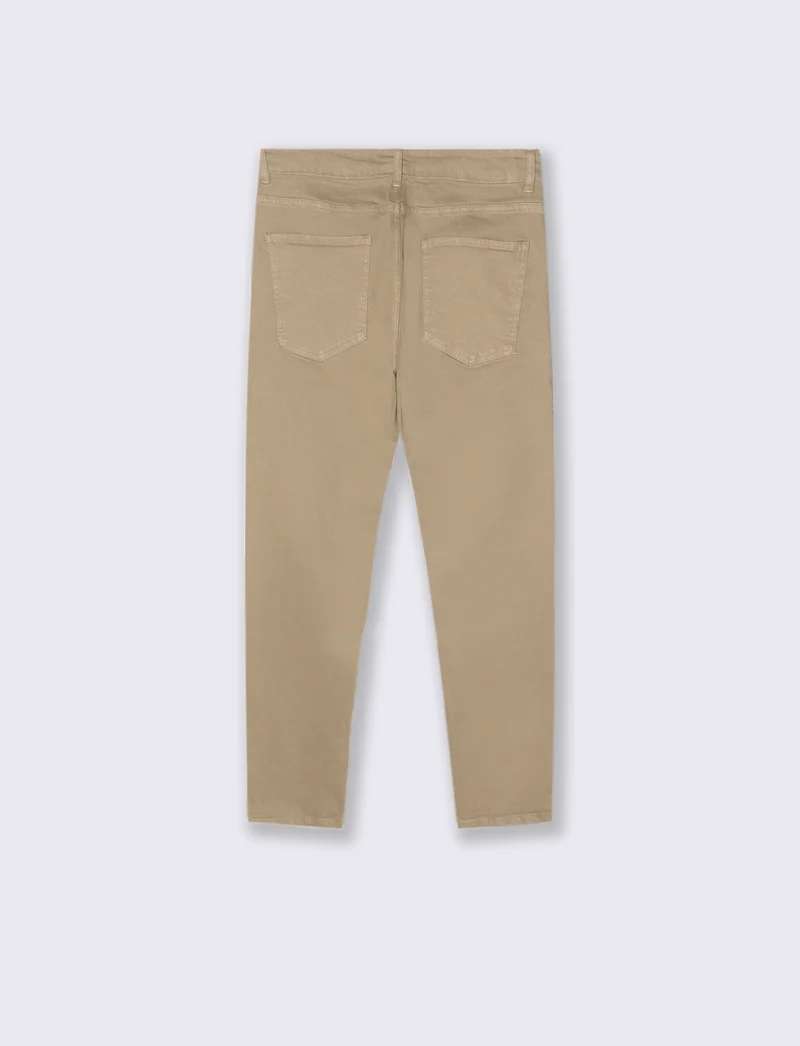 PANTALONI SLAVATI 5 TASCHE SLIM FIT - Beige