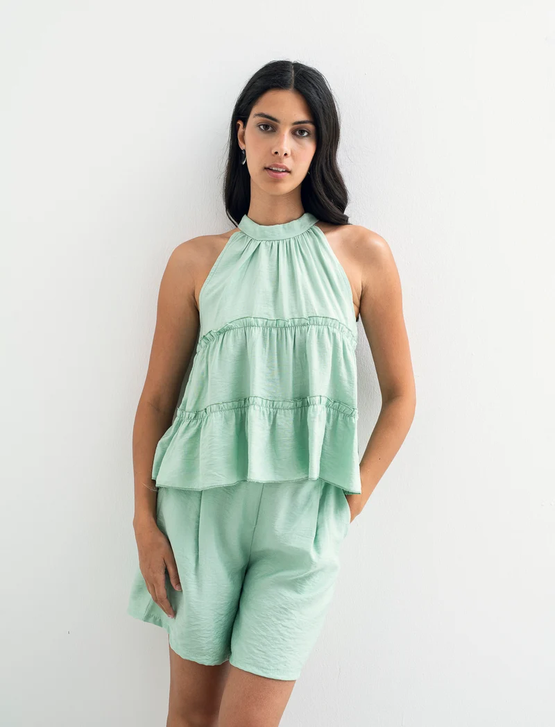 Top con rouches - Verde acqua