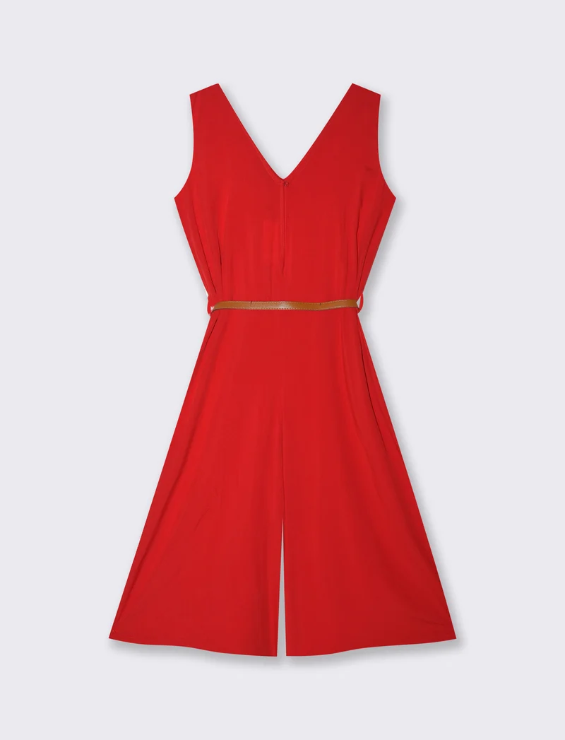 Vestito in viscosa con icrocio dietro - Rosso