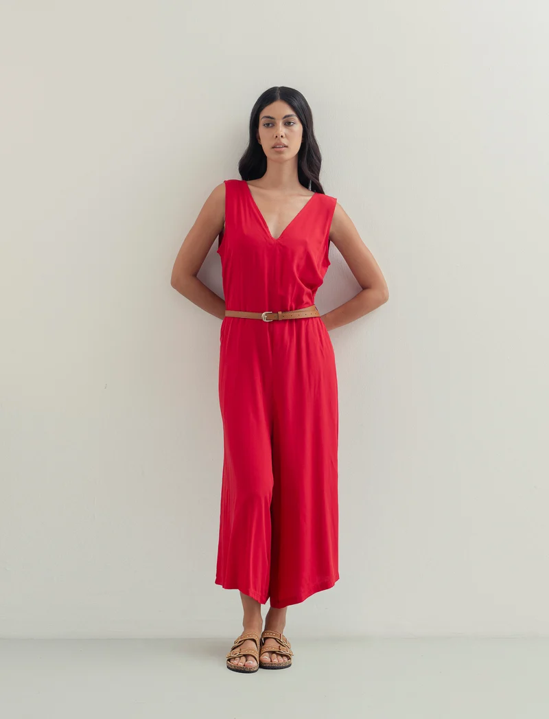Vestito in viscosa con icrocio dietro - Rosso