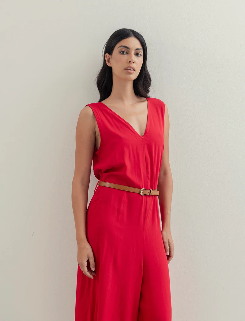 Vestito in viscosa con icrocio dietro - Rosso