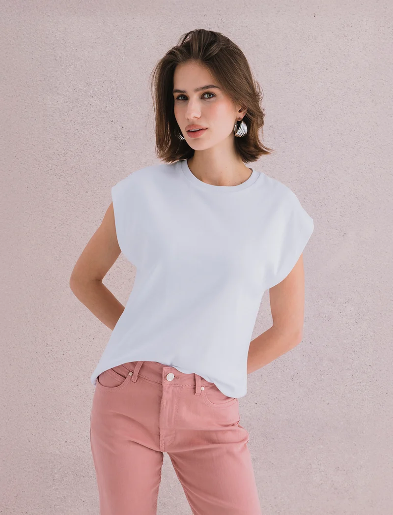 T-SHIRT A COSTE - Bianco