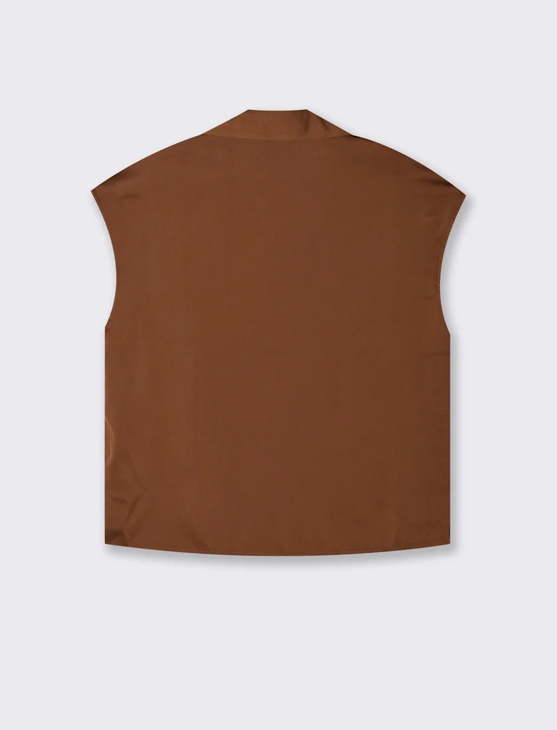 CAMICIA CON MANICHE AD ALETTA - Marrone tabacco